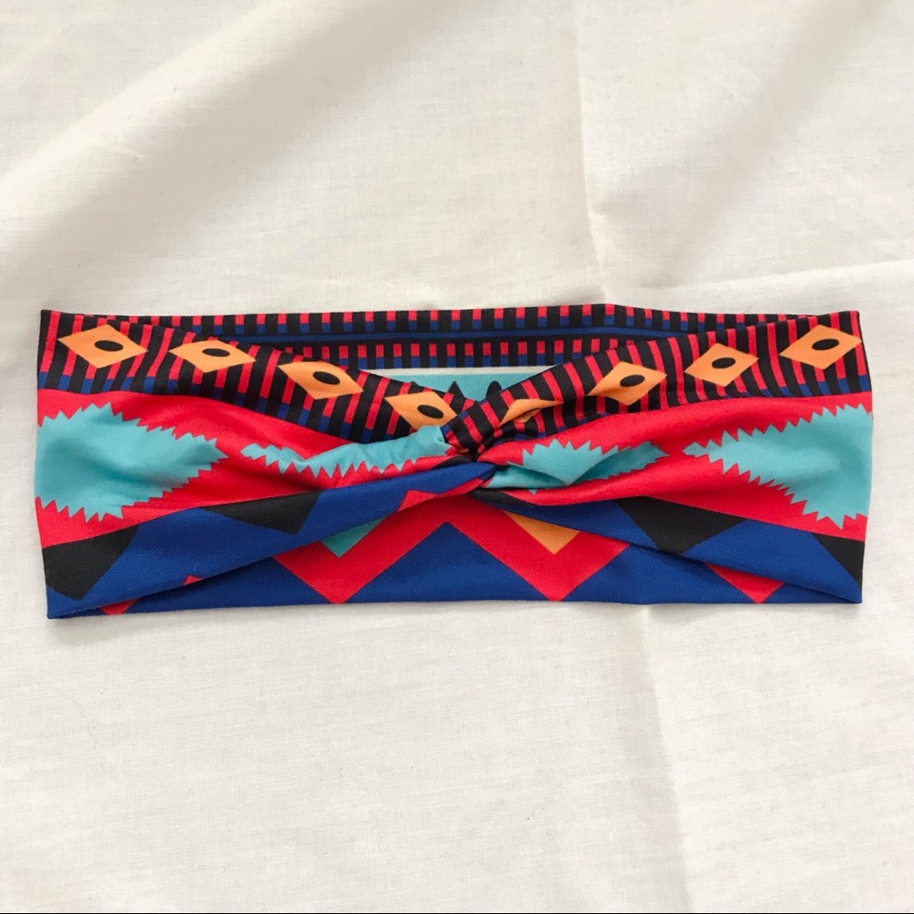 Tribal Print Headband Twist Tie Multicolor